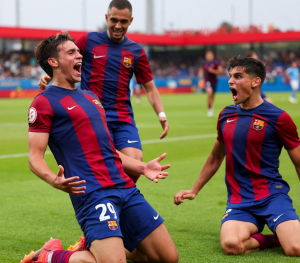 Lee más sobre el artículo El Barça Atlètic remonta a la épica y sueña con LaLiga Hypermotion (5-3)